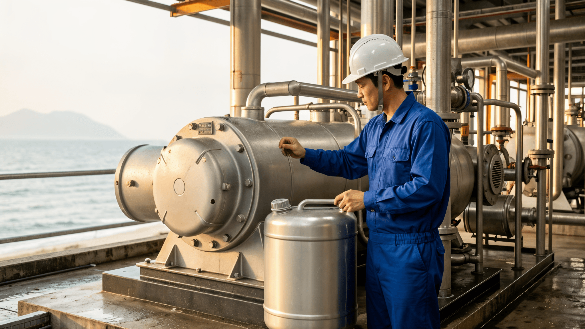 Máy nén khí vùng ven biển nóng ẩm: vì sao Corena S4 R 46 chống gỉ và giữ khí nén sạch?